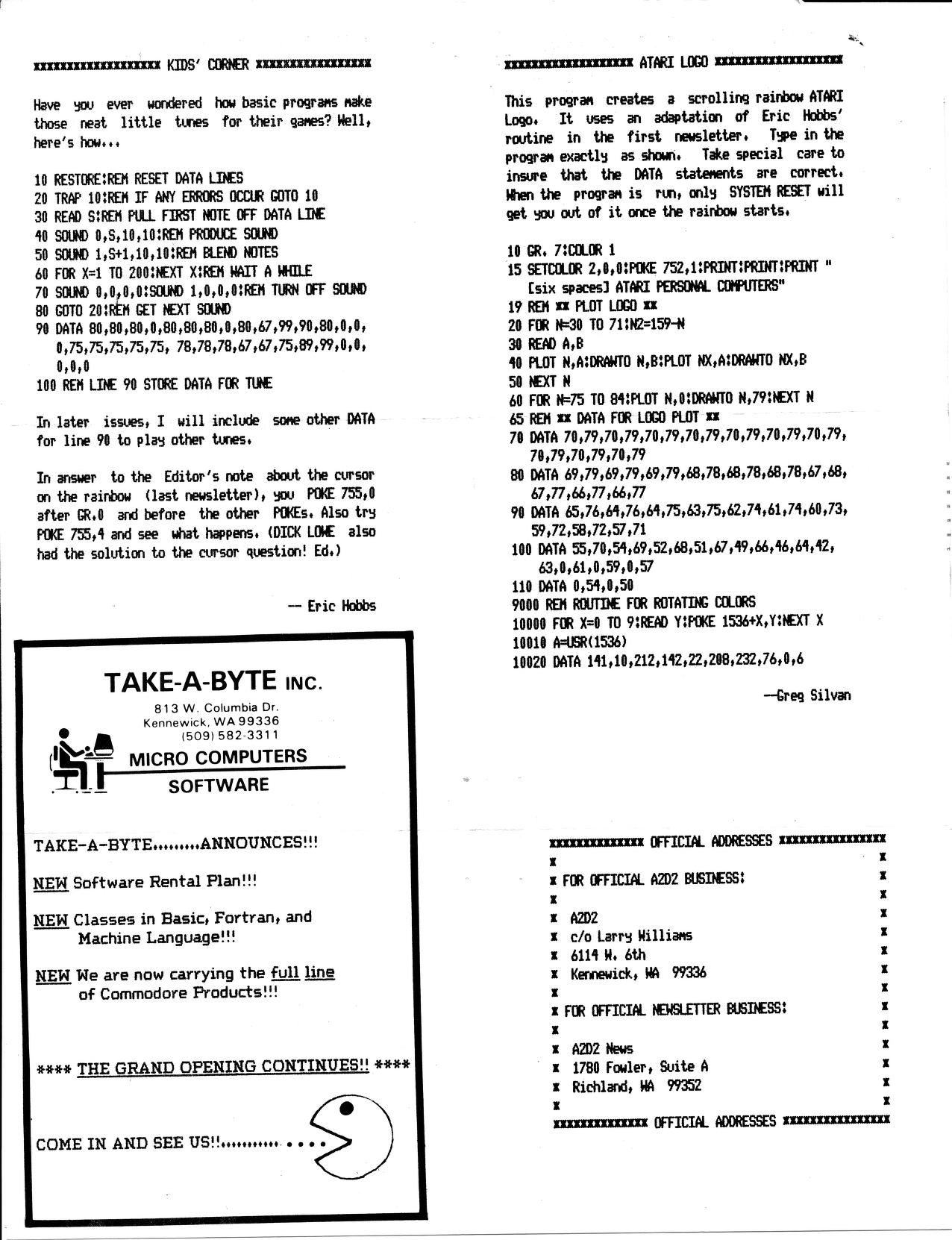 A2D2 Newsletter 1983-03 v1n2 : Tri-City Atari Computer Enthusiasts 